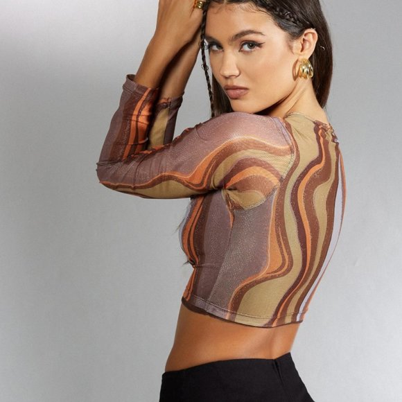 Motel Rocks Cora Crop Top in Earthy Gradient - Picture 3 of 3